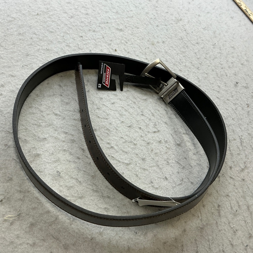 Dickies Reversible Belt Black Brown Genuine Leather Size 52 Big and Tall NWT